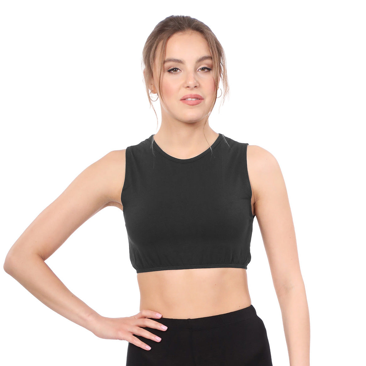 Modest Neck Cropped Layering Shell